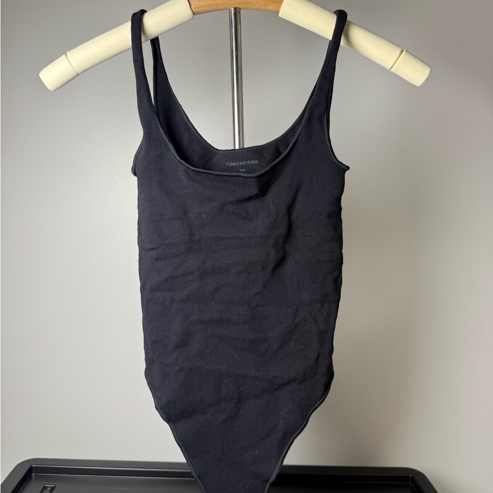 Naked Wardrobe Black Seamless Ribbed Bodysuit XS - Picture 3 of 3